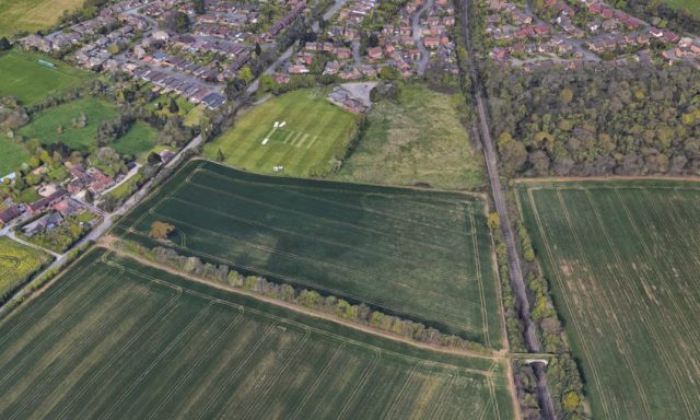 Overhead view of land