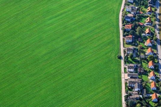 Aerial shot of empty land.