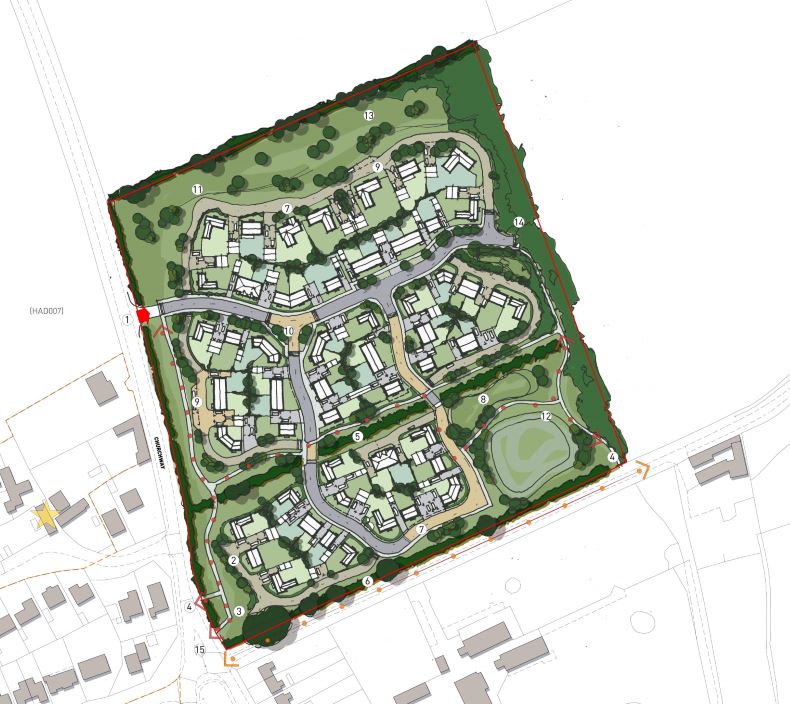 Haddenham land development plan. Illustration.
