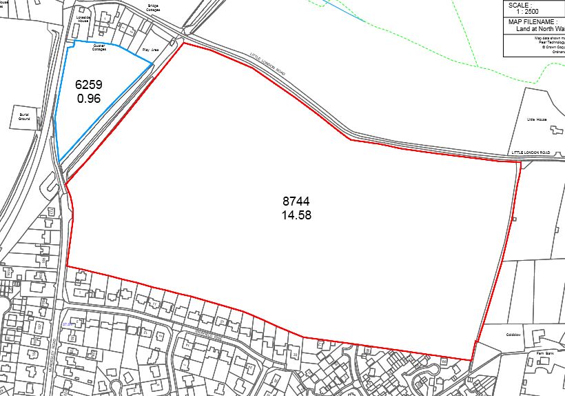 North Walsham aerial land development plan. Illustration.