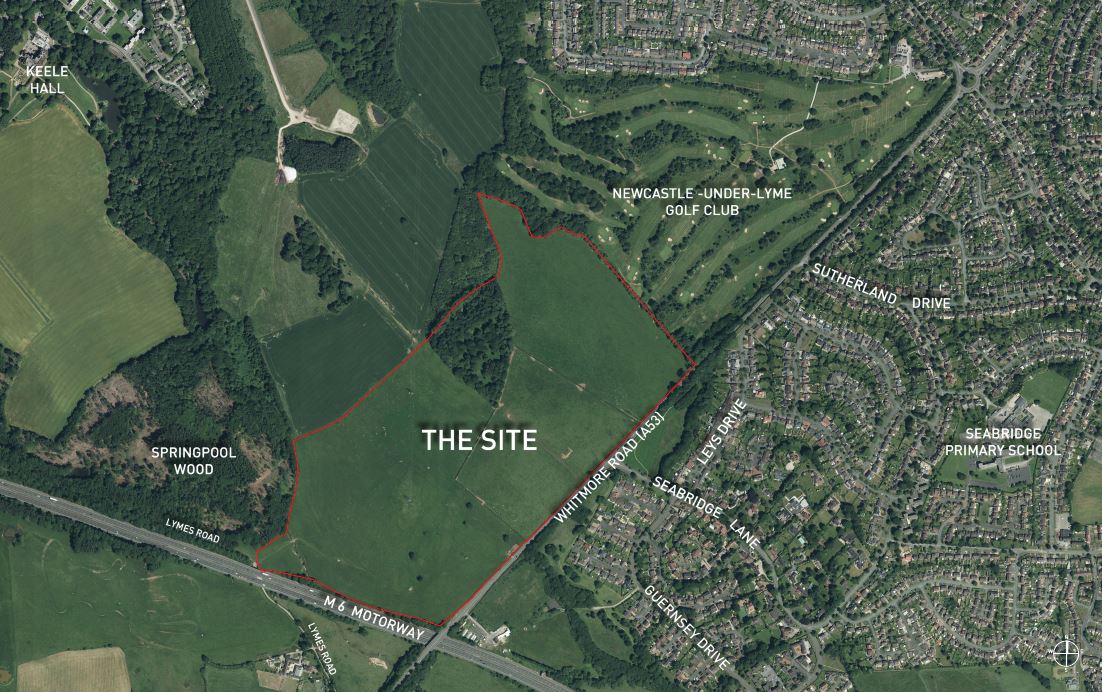 Newcastle-under-Lyme aerial land development plan.