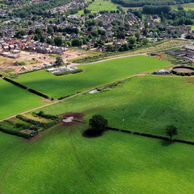 Aerial view of a field.