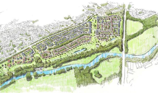 Drawing of map of development