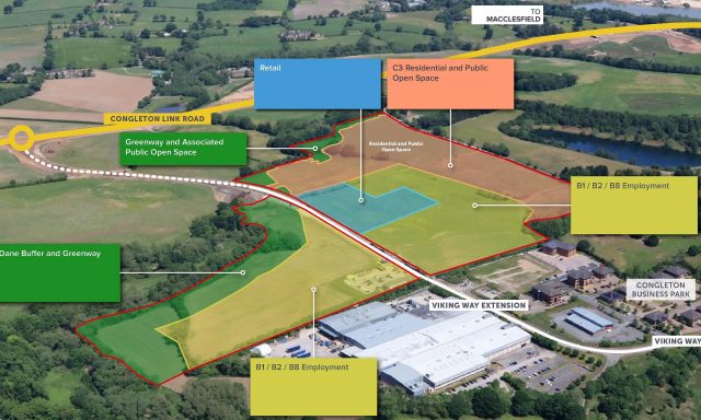Land in Cheshire with multicoloured diagrams