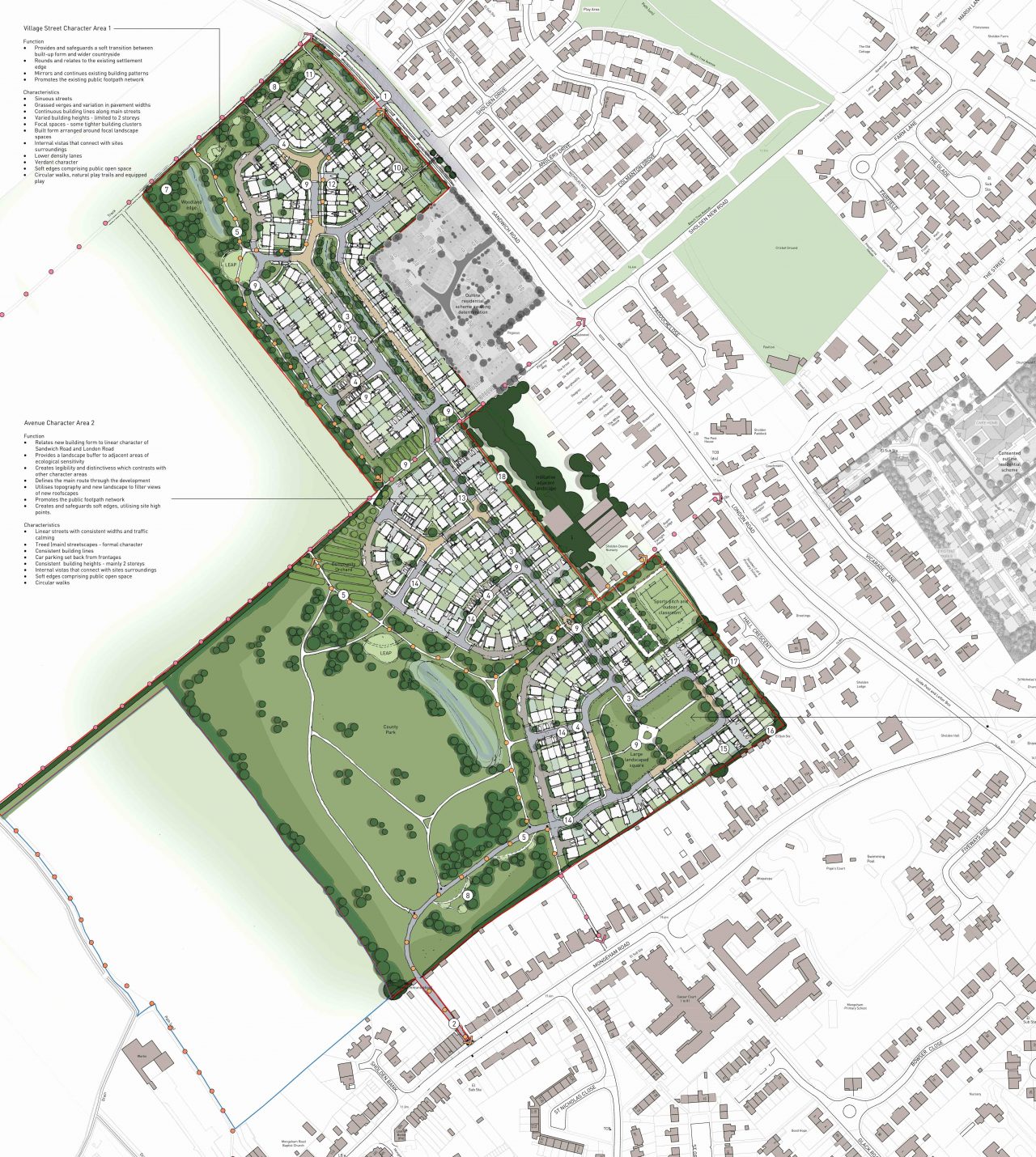 Overhead map view plan of Land off Sandwich Road, Sholden