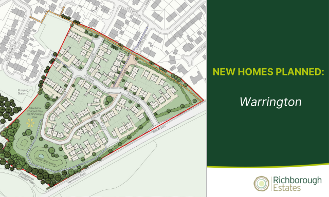 Overhead map plan of new development in Warrington
