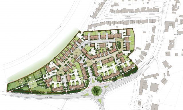 Overhead map view plan of new development, Shepperton