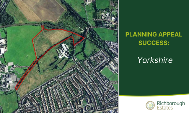 Harrogate Yorkshire satellite image of housing with red outline on field