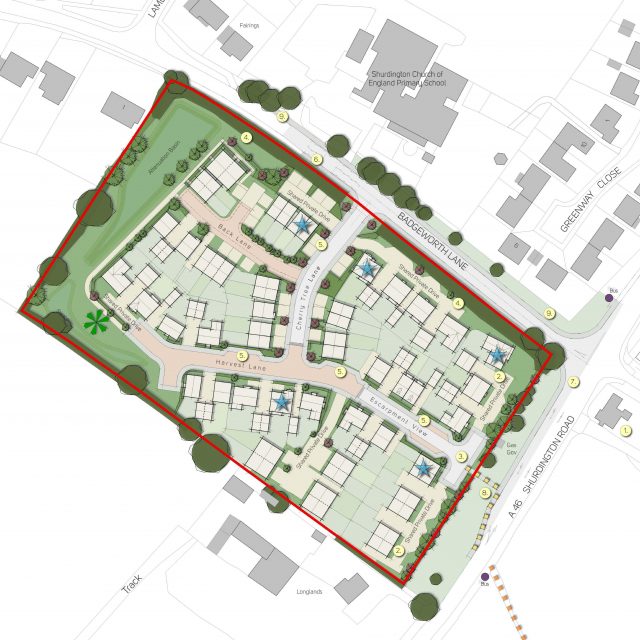 Masterplan line drawing showing layout of proposed development