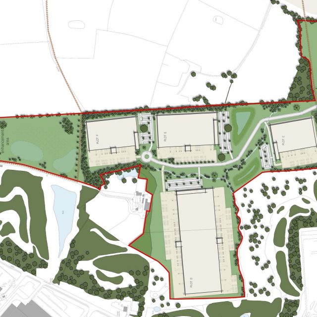 Illustration of a housing development with green space
