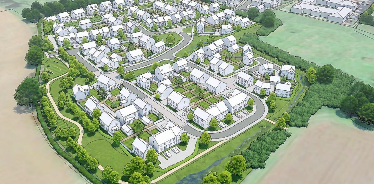 An illustrated plan of a housig development