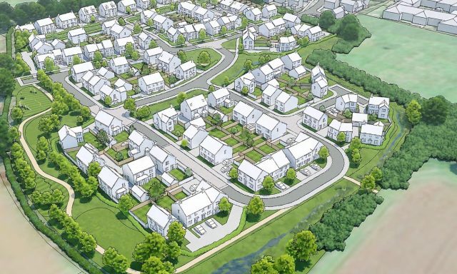 An illustrated plan of a housig development