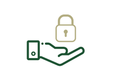 Icon of a hand holding a padlock