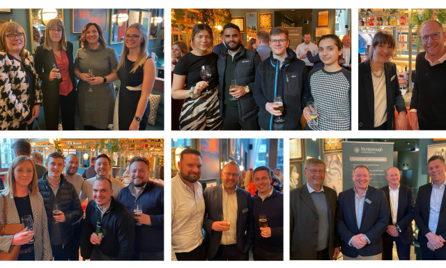 Collage of people drinking at an event