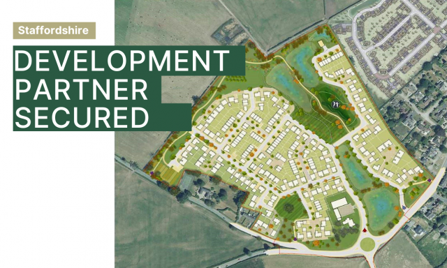 Graphic of a residential masterplan overlaid with words
