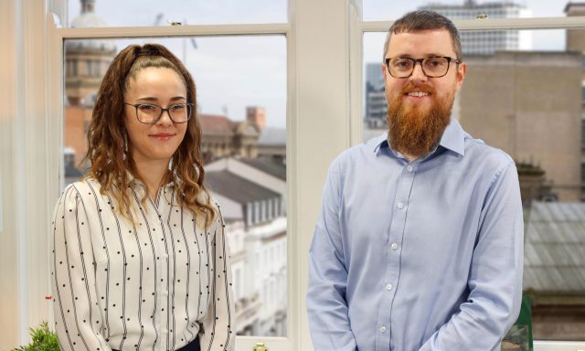 Smiling office workers