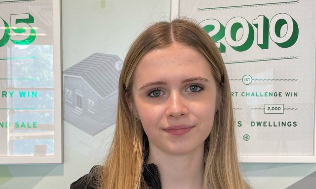 Picture shows teenage girl Isobel Lees as she starts work experience. She has long blond hair and is wearing a pink top and black hoodie.