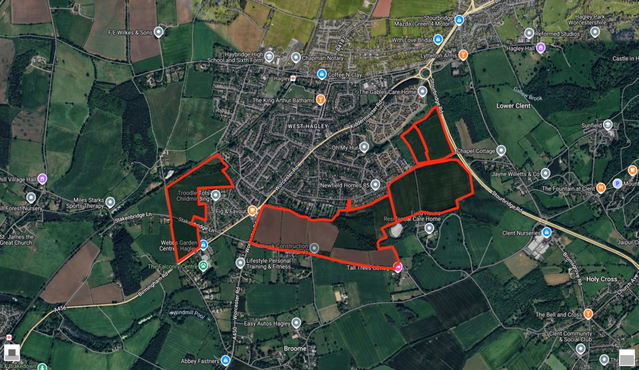 Aerial image with red line boundary