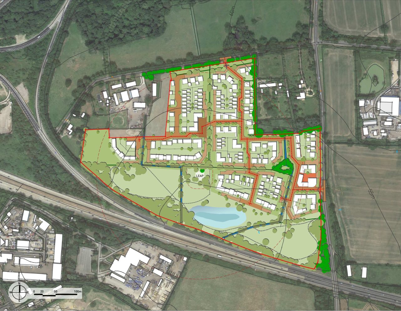 Sketch masterplan with red line boundary