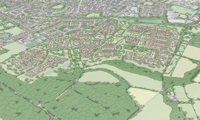Arial image of Richborough's proposed Arbury development