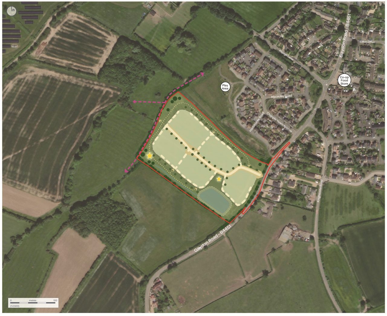 Aerial photo with plan