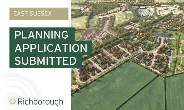 Plan of new homes at Ringmer with graphic