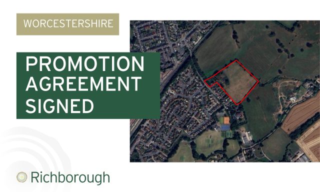 Graphic with red line outline of proposed residential development area